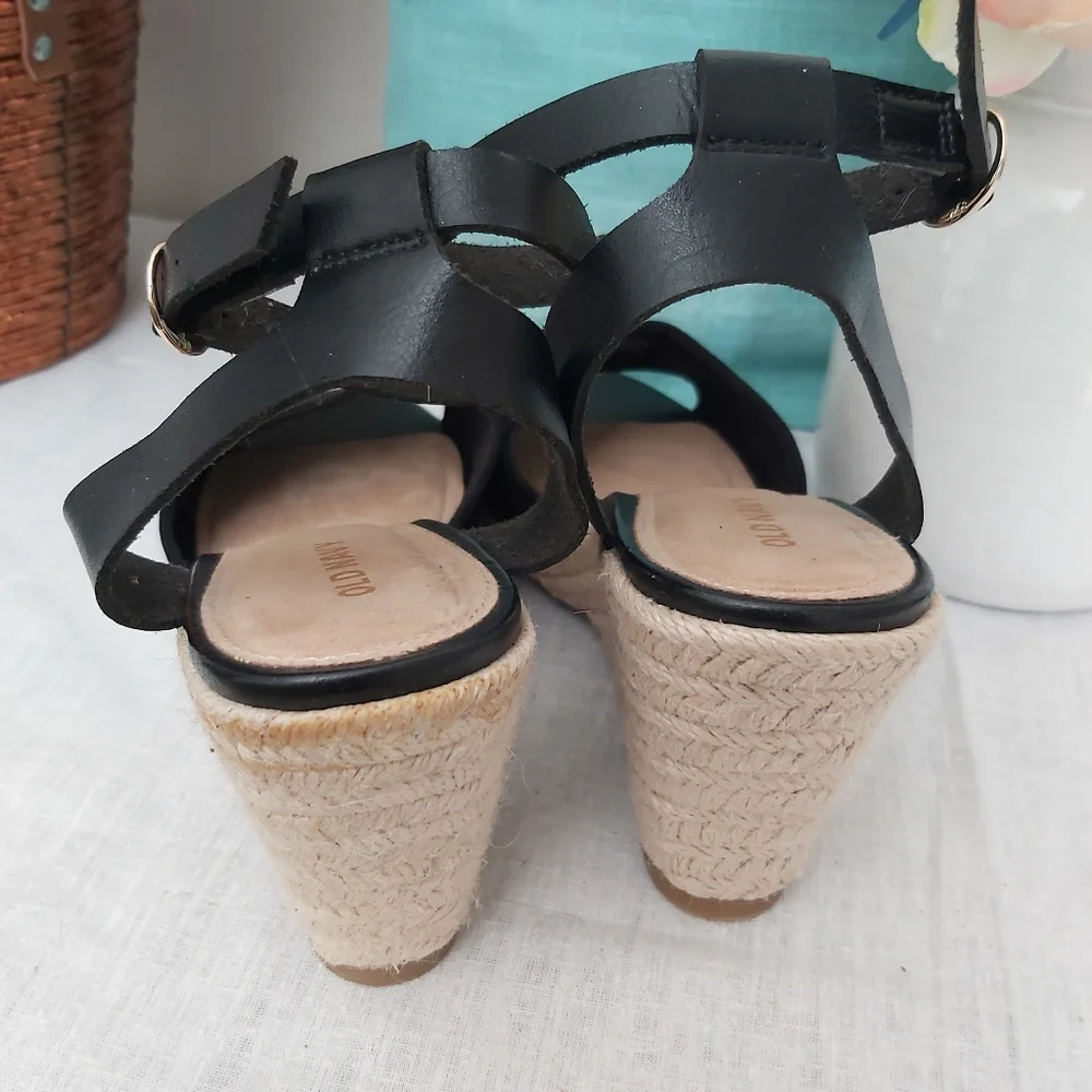 Old Navy black wedge espadrilles 3.5" heels - Picture 6 of 11